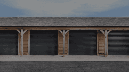 A row of garage doors